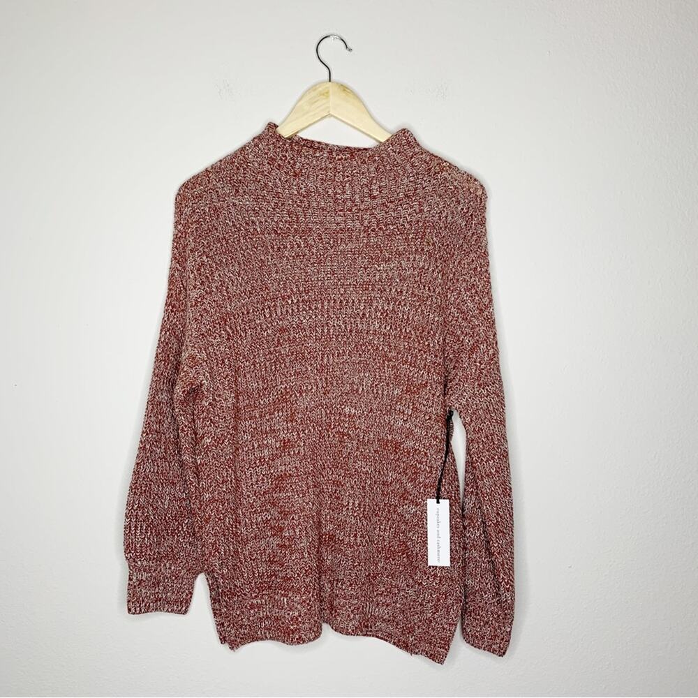 Cupcakes & Cashmere Knit Sweater Womens Small Orange Pullover Mock‎ Neck Cotton